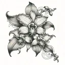 cattleya flower with vines tattoo design idea