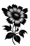 Cyber sigilism butterfly and in the middle aster flower tattoo design idea