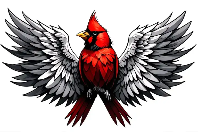 cardinal bird angel wings tattoo design idea
