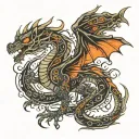 Dragon graffiti style mural tattoo design idea