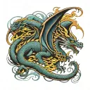 Dragon graffiti style mural tattoo design idea