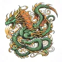 Dragon graffiti style mural tattoo design idea