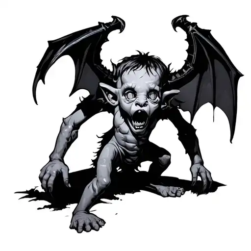 demons child standing tattoo design idea