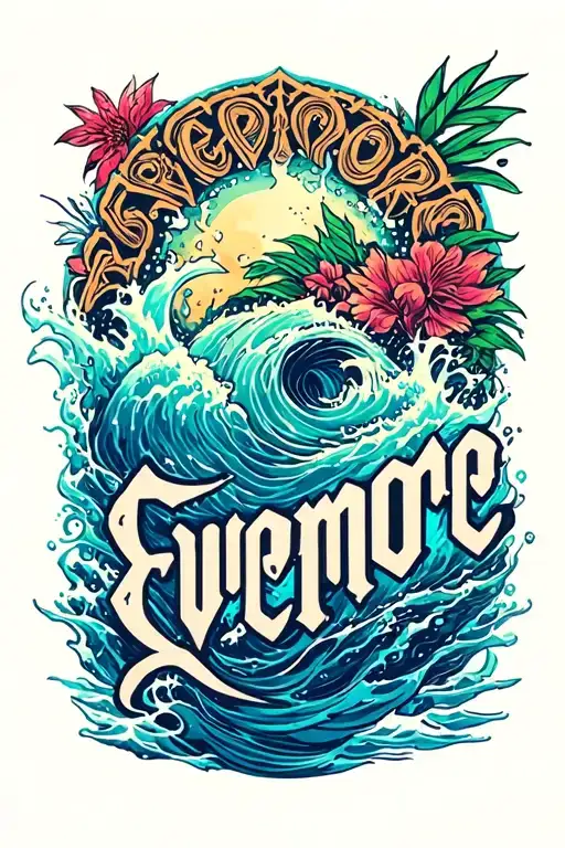 "Evermore" "Evermore" ocean tattoo design idea