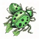 green ladybird tattoo design idea