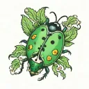 green ladybird tattoo design idea