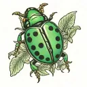 green ladybird tattoo design idea