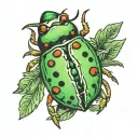 green ladybird tattoo design idea