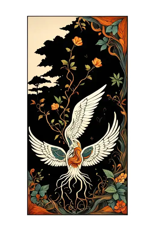 roots and wings symbols incorporated into the design tattoo design idea