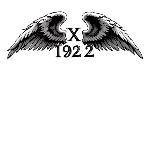 roman numeral of 19 21 24 with angel wings on both side tattoo design idea