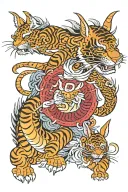 dragon, rabbit, tiger tattoo design idea