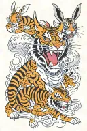 dragon, rabbit, tiger tattoo design idea