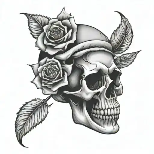 skull and roses sleeping Ghana tattoo design idea