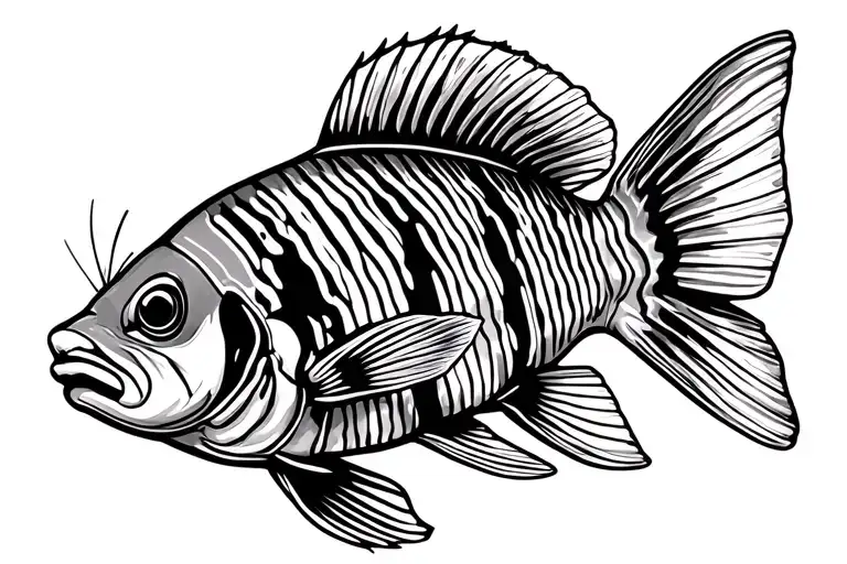 striped squirrelfish with simple lines and standard fish outline tattoo design idea
