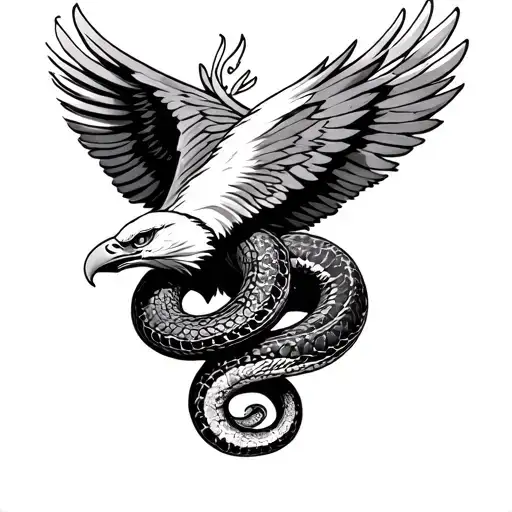 half eagle, half snake tattoo design idea