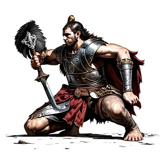 Roman soldier Kneeling With Speer tattoo design idea