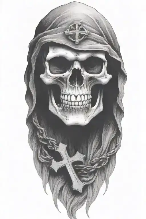 skull with cross tattoo design idea