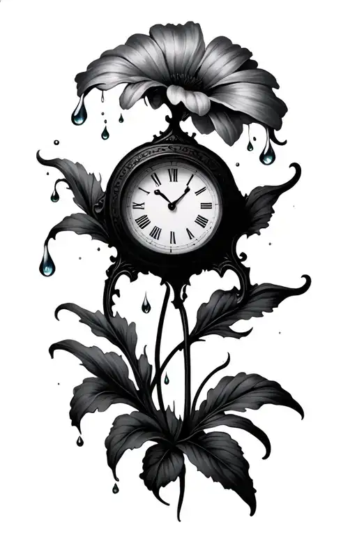 lighting clock tear drops snow drop flower tattoo design idea