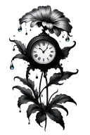 lighting clock tear drops snow drop flower tattoo design idea