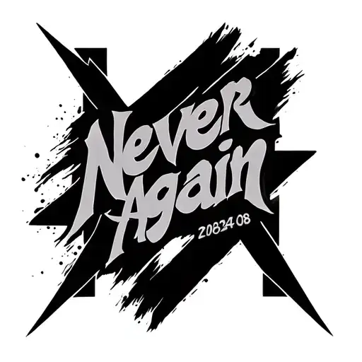 "270324-98 Never Again" Black X tattoo design idea