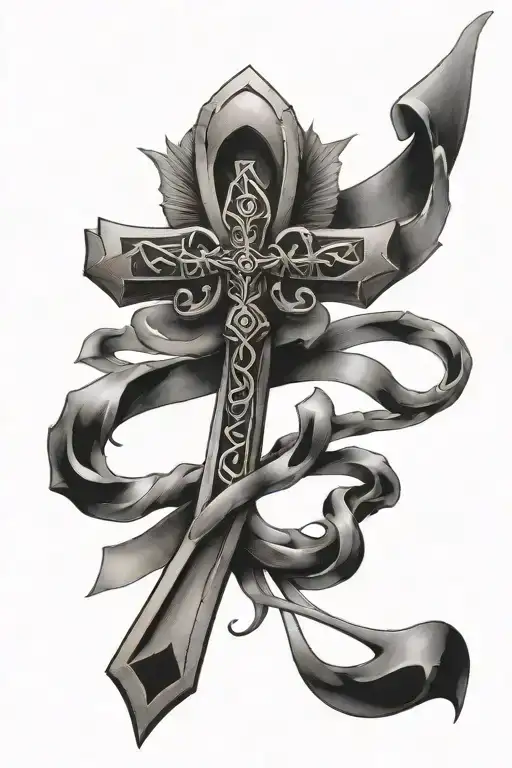 ankh with bible verse Ephesians 6:10 interwind outside of it tattoo design idea