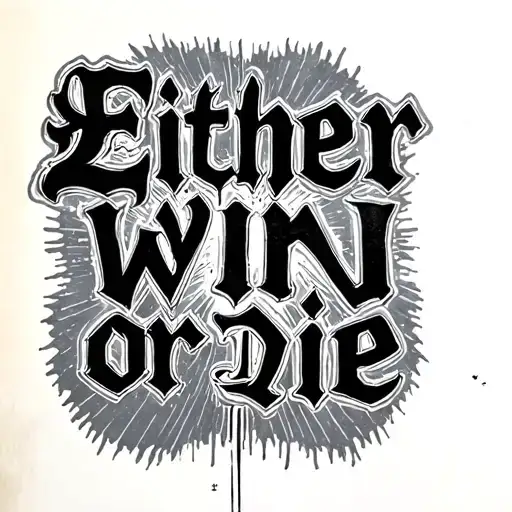 Either win or die " wrote tattoo design idea