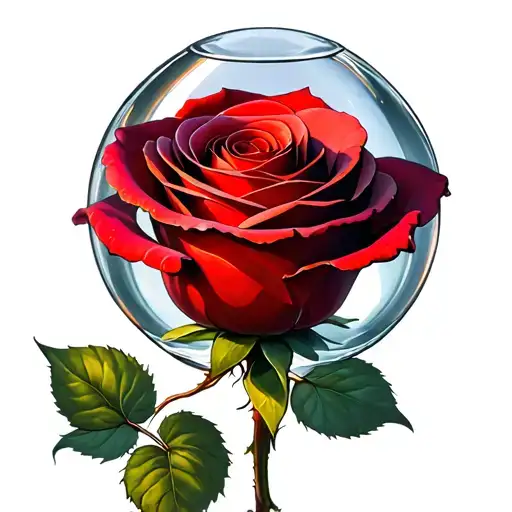  beauty and the beast encased glass rose tattoo design idea