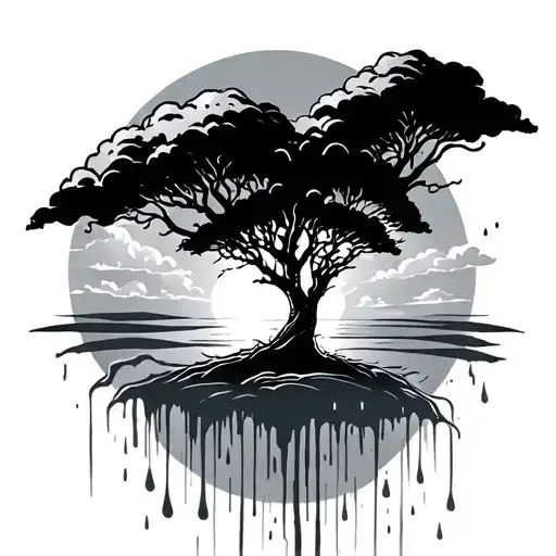 rainstorm and sun tattoo design idea