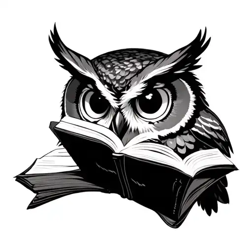 Cute Owl reading tattoo design idea