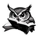 Cute Owl reading tattoo design idea