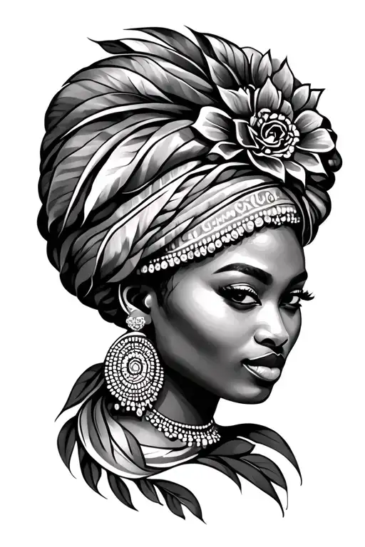 African queen tattoo design idea