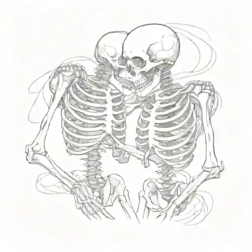 two skeletons hugging tattoo design idea