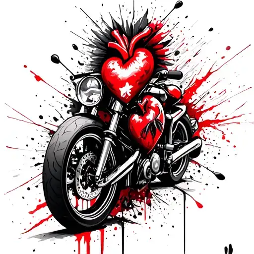 Sacred Heart made up  sport motorcycle parts tattoo design idea