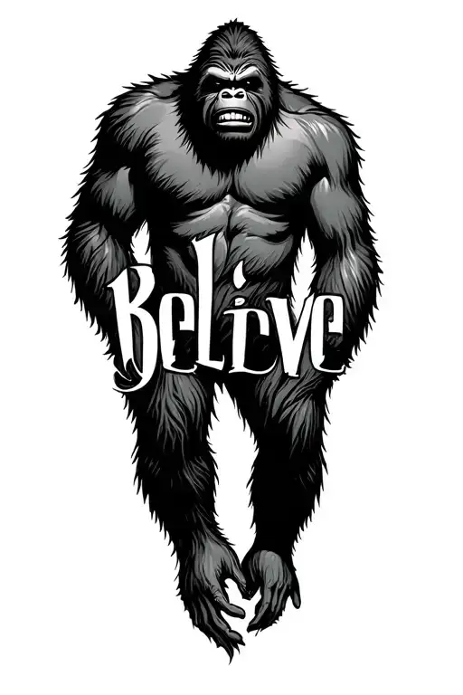 "Believe " Bigfoot tattoo design idea