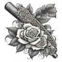 baseball bat with roses growing tattoo design idea