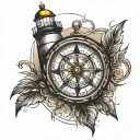lighthouse shines light on compass tattoo design idea