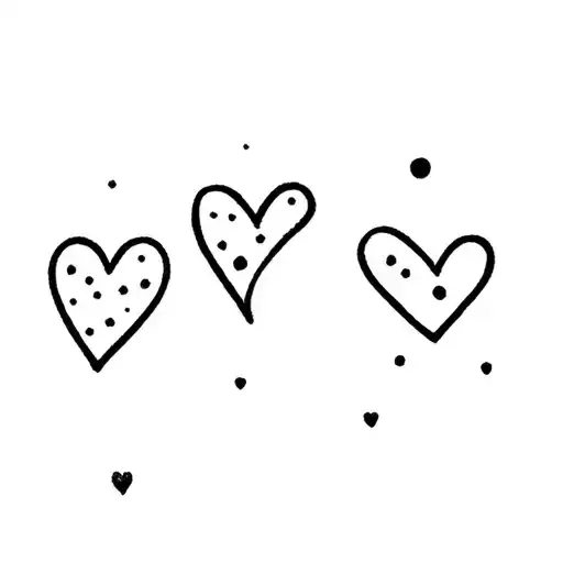 three heart freckles in different shapes in scattered formation tattoo design idea
