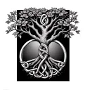 Celtic tree of life with Trinity knot intertwined in roots tattoo design idea