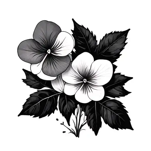 fine line february violets in straight line tattoo design idea