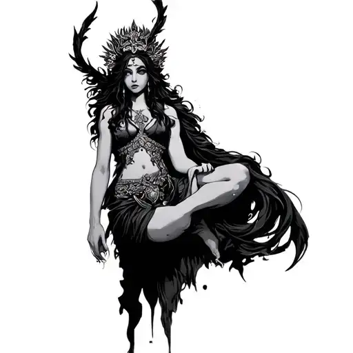 godess nemesis goddess of revenge with balance blind and eyes tattoo design idea
