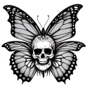 skull face inside butterfly wings spread wide tattoo design idea