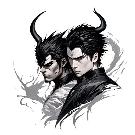 jin kazama vs devil jin tattoo design idea
