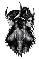 Taurus and Sagittarius woman posing together looking tattoo design idea