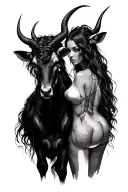 Taurus and Sagittarius woman posing together looking tattoo design idea