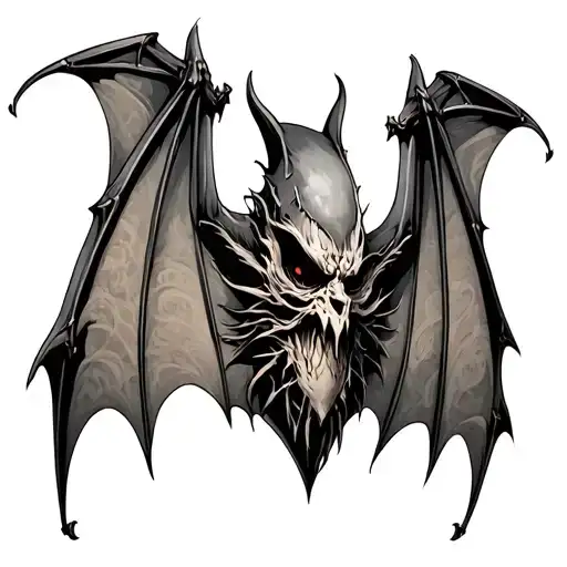gothic bat chest piece tattoo design idea