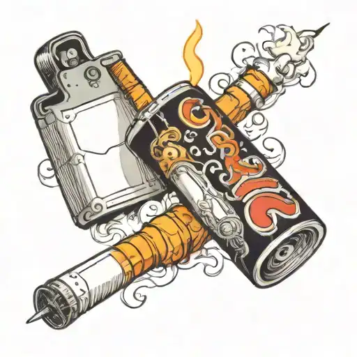 a pack of cigarettes and a lighter tattoo design idea