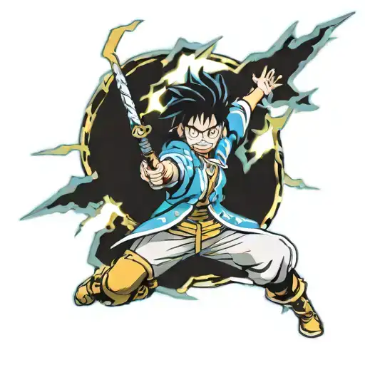 Zenitsue from Demon Slayer surrounded by lightning tattoo design idea