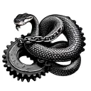 snake wrapped around a sprocket with a chain  tattoo design idea