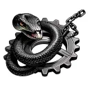 snake wrapped around a sprocket with a chain  tattoo design idea