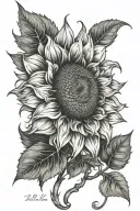 spiral sunflower "spiral out keep going" tattoo design idea